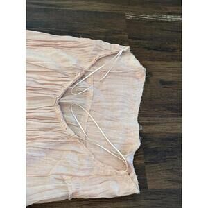 ZARA Women Peach Midi Dress Size M Spaghetti Strap Tiered Raw Edge New